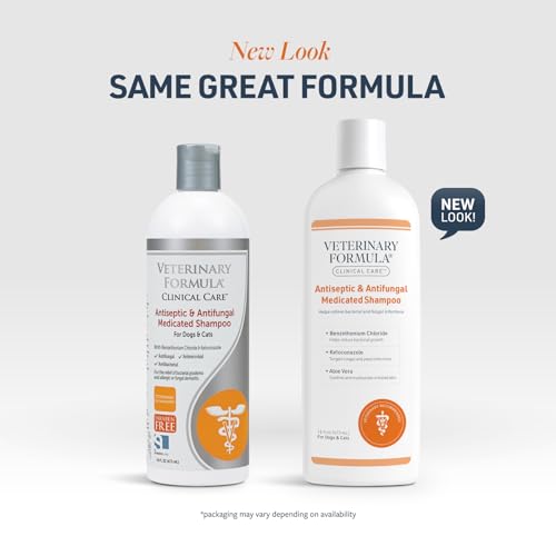 Veterinary Formula Clinical Care Antiseptic and Antifungal Medicated Shampoo for Dogs & Cats, 16oz – Helps Alleviate Scaly, Greasy, red Skin – Paraben, Dye, Soap-Free