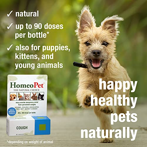 HomeoPet Cough, Natural Cough Supplement for Dogs, Cats, and Other Pets, Safe and Gentle Cough Medicine, 15 Milliliters