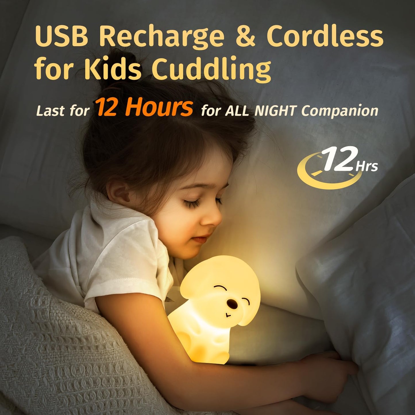 Mubarek Night Light for Kids Lamp,16 Colors & Soft Silicone Kids Night Light Lamp,Dimmable+Rechargeable Toddler Night Light for Baby Nursery,Baby Night Light Nightlight for Kids Room, Dog Themed Gifts