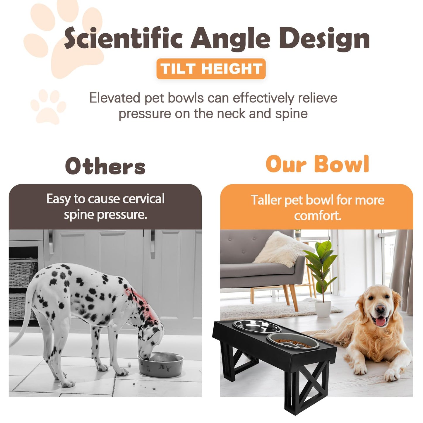 Elevated Dog Bowls, Height Adjustable Raised Pet Bowl Stand with 1 Stainless Steel 1.5L Food&Water Bowl & Slow Feeder, Non-Slip Dog Dish Adjusts to Height 2.7",8.62” for Small Medium Large Dogs Cats