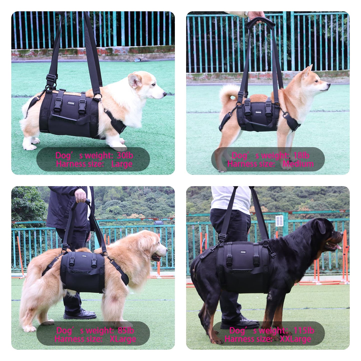 Dog Carry Sling, Emergency Backpack Pet Legs Support & Rehabilitation Dog Lift Harness for Large Dogs, Dog Carrier for Senior Dogs Joint Injuries, Arthritis, Up and Down Stairs (Black, XL)