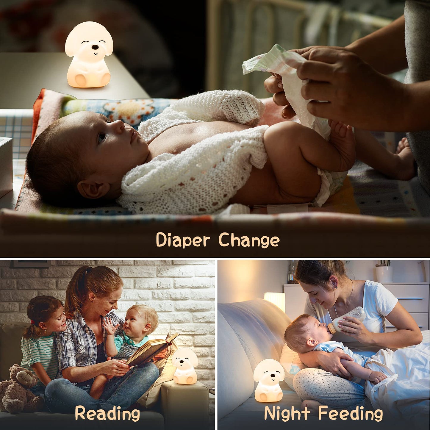 Mubarek Night Light for Kids Lamp,16 Colors & Soft Silicone Kids Night Light Lamp,Dimmable+Rechargeable Toddler Night Light for Baby Nursery,Baby Night Light Nightlight for Kids Room, Dog Themed Gifts