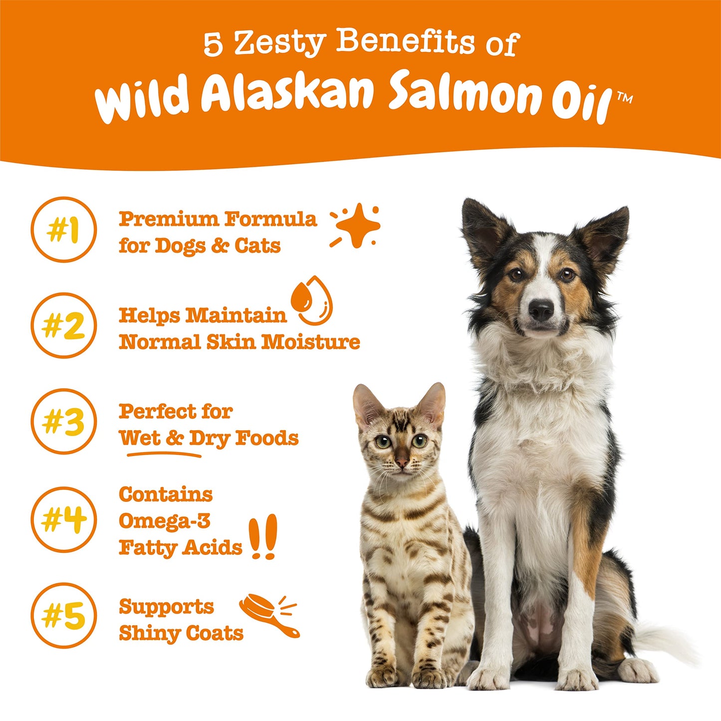 Zesty Paws Salmon Oil for Dogs and Cats with Wild Alaskan Salmon Oil Omega 3 and 6 Fatty Acids with EPA DHA for Pets Supports Normal Skin Moisture and Immune System Function 8.5oz