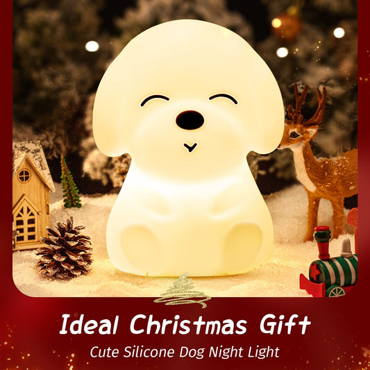 Mubarek Night Light for Kids Lamp,16 Colors & Soft Silicone Kids Night Light Lamp,Dimmable+Rechargeable Toddler Night Light for Baby Nursery,Baby Night Light Nightlight for Kids Room, Dog Themed Gifts